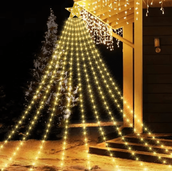 Luces de Arbol de Cascada con Estrella Superior 3M.