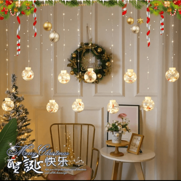 Guirnaldas de Pelotas con Luces LED Con PAPA NOEL